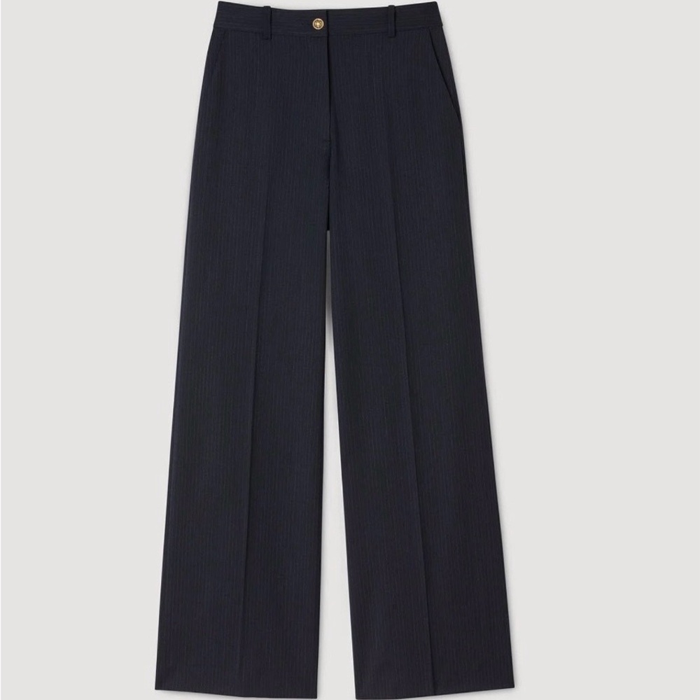 Sandro Navy Wide-Leg Women's Pants